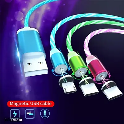 Stonx Magnetic Cable Mobile Phone Charging Cable LED light Micro USB Type C Charger Wire Cord For Samsung iPhone-thumb0
