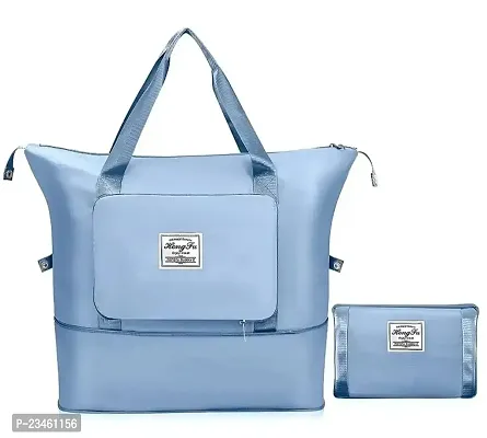 Blue Nylon Self Pattern Handbags For Women