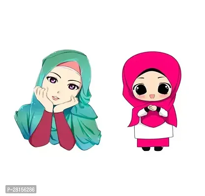 Fridge Magnets   Islamic Girl Theme Magnet for Decoration   Attractive MDF Wooden Fridge Magnets   Home Decoration  Pack of 2  2.5 X 2.5 Inch