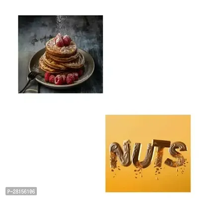 Fridge Magnets   Nuts  Pancakes Theme Magnet for Indoor, Kitchen Decoration   Attractive MDF Wooden Fridge Magnets   Home Decoration  Pack of 2  2.5 X 2.5 Inch-thumb0