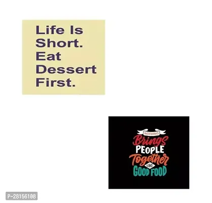 Fridge Magnets   Eat Dessert First Quote Theme Magnet for Indoor, Kitchen Decoration   Attractive MDF Wooden Fridge Magnets   Home Decoration  Pack of 2  2.5 X 2.5 Inch