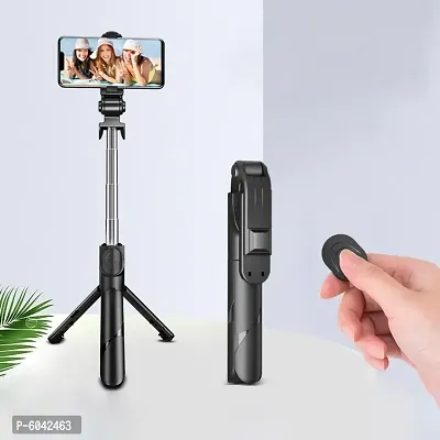 Portble | Extendable | Lightweight | Adjustable | Bluetooth Selfie Stick with Tripod Compatible with All Smartphones-thumb0