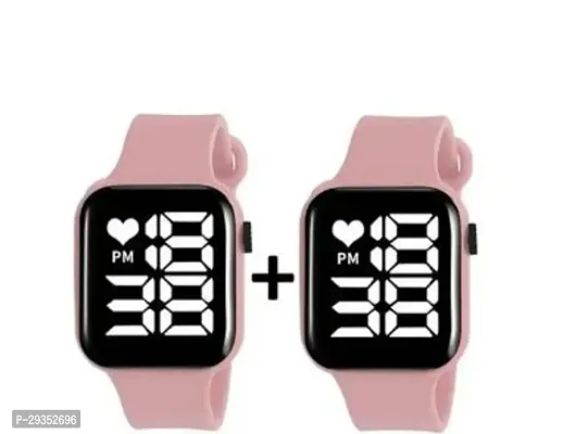 Classy Pink Led Digital Watch For Womens For Age 6 To 18 Years