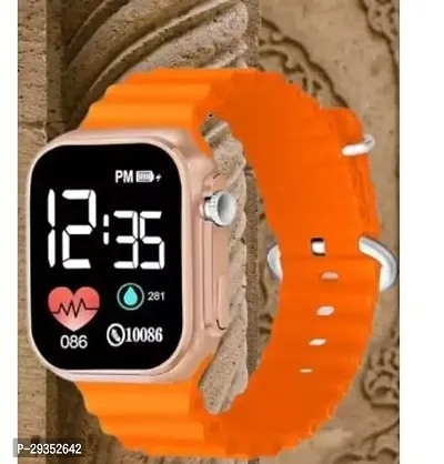 Latest Design Orange Colour Digital Led Watch With Date And Time For Teenagers Age 6 To 17 Years-thumb0