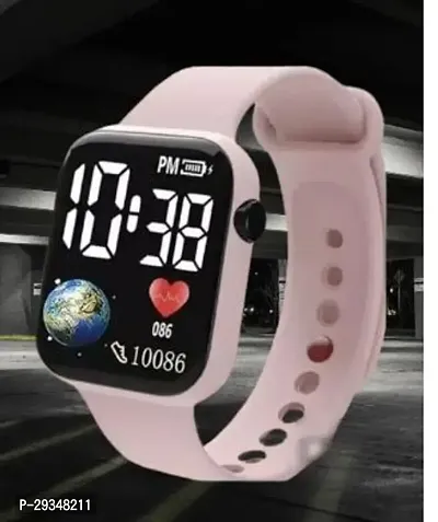 Stylish Pink Silicon Digital Smart Watches For Unisex-thumb0