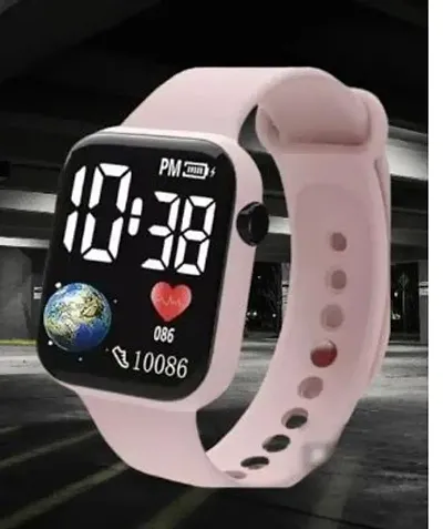 Stylish Pink Silicon Digital Smart Watches For Unisex