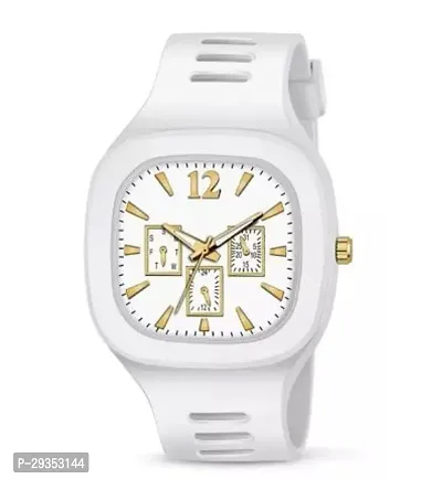 Stylish White Analog Watch For Men-thumb0