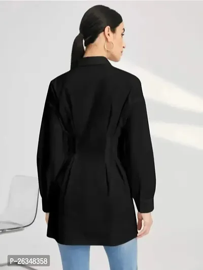 Stylist Crepe Long Shirt For Women-thumb3