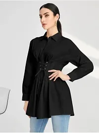 Stylist Crepe Long Shirt For Women-thumb1