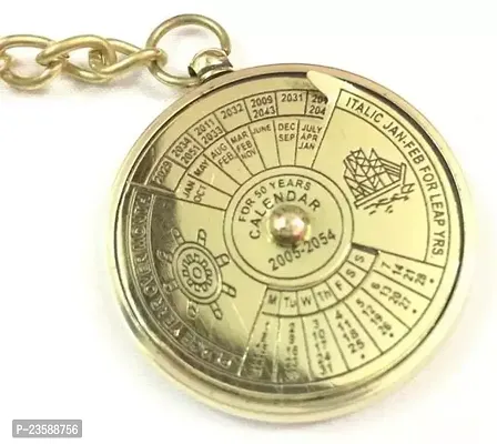 Nautical 50 Year Calendar Keychain Solid Brass Key Ring For Car Bike 39-thumb0