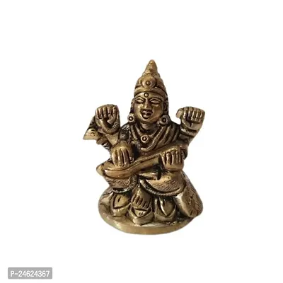Brass Goddess Saraswati Mata Statue Figurine