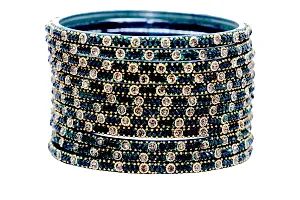 Shubhlaxmi glass bangle zircone and gemstone pettern bangle for women  girls (pack of 12)-thumb1