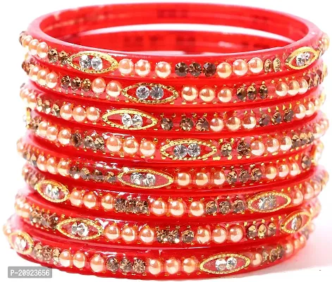 Shubhlaxmi glass bangle kada set (pack of 8) (2.2, Red)-thumb0