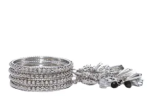 SHUBHLAXMI metal bracelet bangle kada set Metal Silver Coated, Sterling Silver Armlet Set for girls (pack of 4)-thumb1