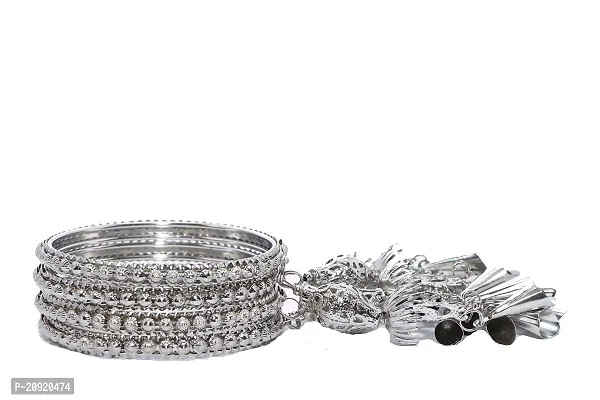 SHUBHLAXMI metal bracelet bangle kada set Metal Silver Coated, Sterling Silver Armlet Set for girls (pack of 4)-thumb2