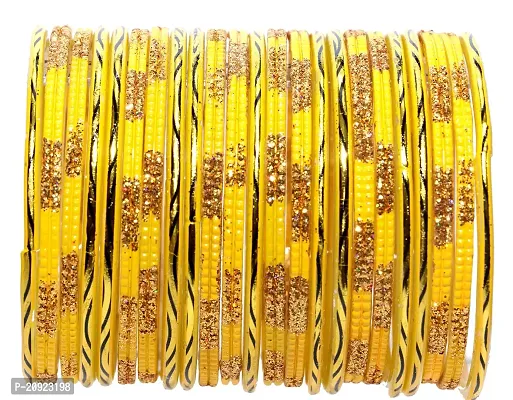 SHUBHLAXMI DESIGNER GLASS BANGLES FOR WOMEN,GIRLS (PACK OF 24) (2.8, YELLOW)-thumb0