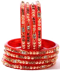 Shubhlaxmi glass bangle kada set (pack of 8) (2.2, Red)-thumb1