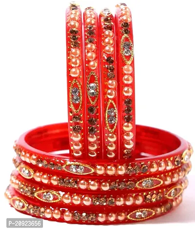 Shubhlaxmi glass bangle kada set (pack of 8) (2.2, Red)-thumb2