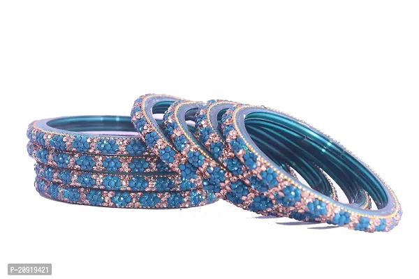 SHUBHLAXMI glass bangle zircon gemstone pattern/kada set for women/girls(pack of 8)-thumb2