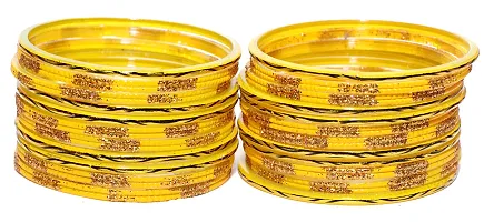 SHUBHLAXMI DESIGNER GLASS BANGLES FOR WOMEN,GIRLS (PACK OF 24) (2.8, YELLOW)-thumb1