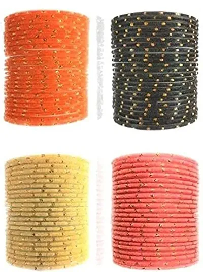 SHUBHLAXMI velvet gleter pattern glass bangle for women/girl (pack of 96)