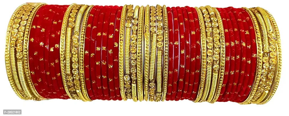 Shubhlaxmi zari velvet glass bangle set glitter sparkels all matching colour or size bangle set for women girls (pack of 48)-thumb0