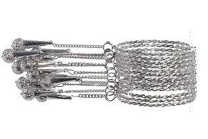 SHUBHLAXMI metal bracelet  bangle set Metal Diamond Silver Coated, Sterling Silver Armlet Set for girls (pack of 12)-thumb1