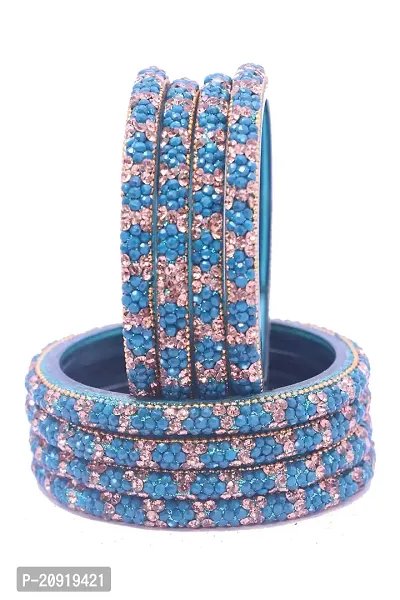 SHUBHLAXMI glass bangle zircon gemstone pattern/kada set for women/girls(pack of 8)-thumb0