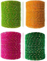 SHUBHLAXMI velvet gleter pattern glass bangle for women/girl (pack of 96)-thumb1