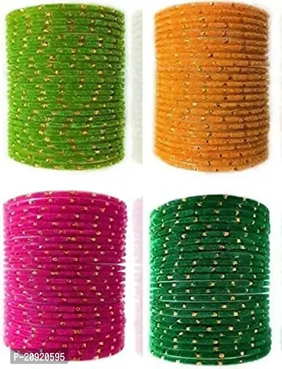 SHUBHLAXMI velvet gleter pattern glass bangle for women/girl (pack of 96)-thumb2