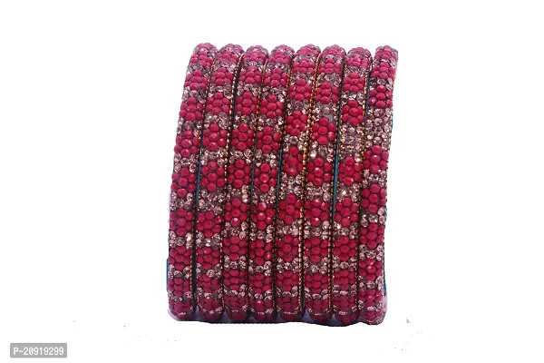SHUBHLAXMI glass bangle zircon gemstone pattern/kada set for women/girls(pack of 8)-thumb3