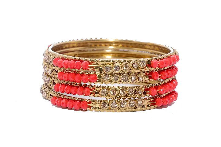 SHUBHLAXMI metal bangle set zircon stone bangle set for women girls (pack of 4)