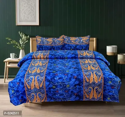 Multicoloured Paisley Printed Polycotton Bedsheet With 2 Pillowcovers