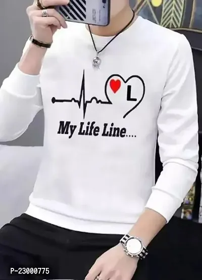 Reliable White Polyester Printed Round Neck Tees For Men-thumb0