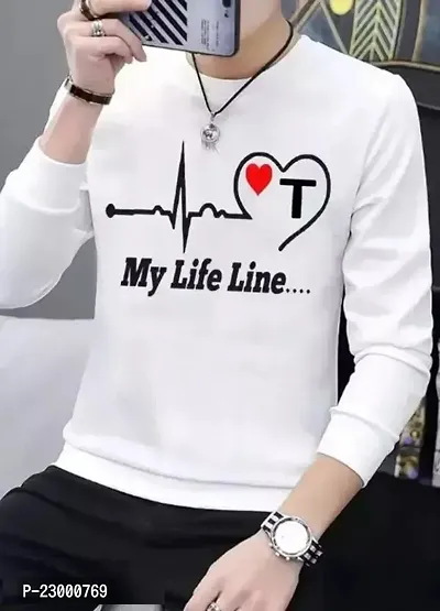 Reliable White Polyester Printed Round Neck Tees For Men-thumb0