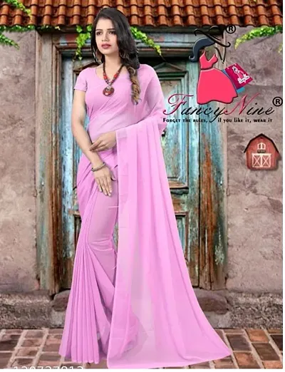 Trendy Plain Georgette Saree With Blouse Piece