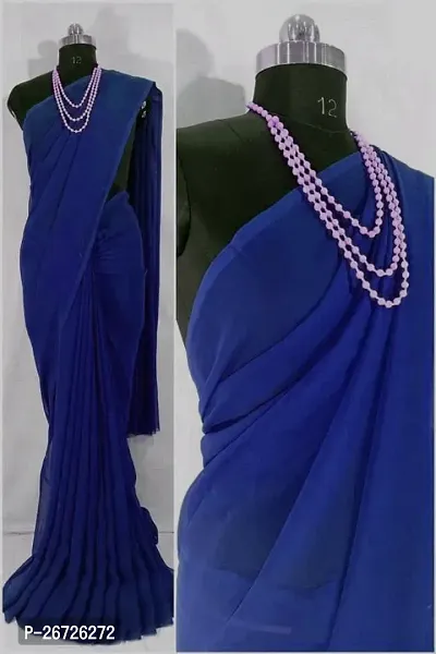 Georgette Casual Wear Dyed Saree With Unstitched Blouse-thumb0