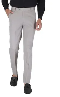 Mens light grey Regular Fit Formal Trousers-thumb1