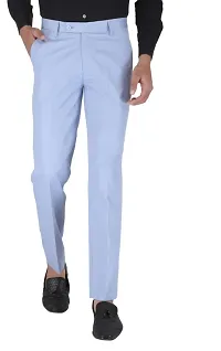 Mens SKY Blue Regular Fit Formal Trousers-thumb1