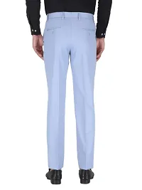 Mens SKY Blue Regular Fit Formal Trousers-thumb2