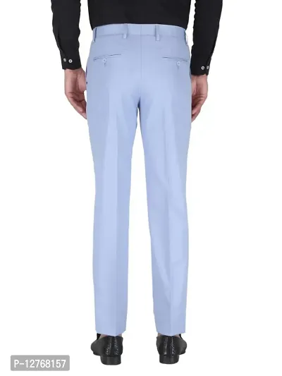 Mens SKY Blue Regular Fit Formal Trousers-thumb3
