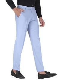 Mens SKY Blue Regular Fit Formal Trousers-thumb4