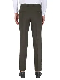 Mens GREEN / MILITARY Regular Fit Formal Trousers-thumb4