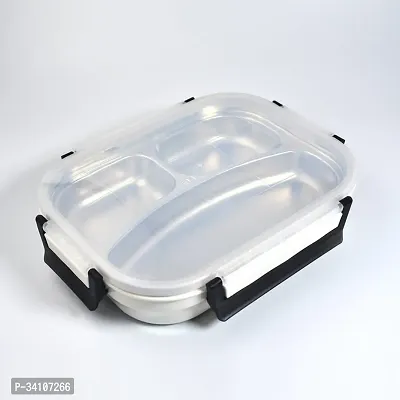 Stylish White Transparent Lunch Box with 3 Compartments.