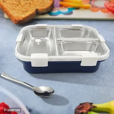 3 Compartment Transparent Stainless Steel Lunch Box