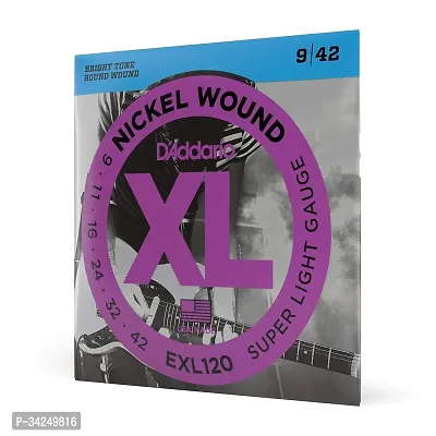 DAddario EXL120 Nickel Wound 9-42 Super Light Electric Guitar Strings (Nickel) tric Guitar Strings (Nickel)-thumb0