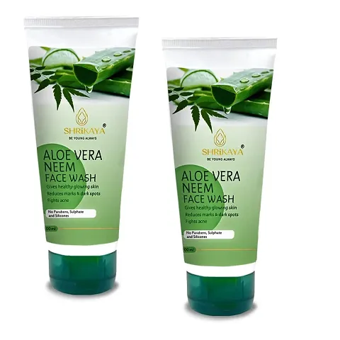 Shrikaya Aloe Vera Neem Face wash For Healthy Glowing Skin Reduces Marks & Dark Spot -100ml Each (Pack of 2)
