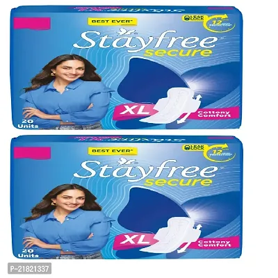 Stayfree Secure xl | Cottony Soft Sanitary Pads  18units (Pack of 2)