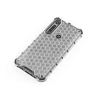 GEHLOT ; OneStep Towards Online Honeycomb Heavy Duty Four Corner Shockproof Protection Clear Transparent Luxury Bumper Pc+TPU Hard Back Cover for Motorola Moto G8 Play/One Macro/G8 Plus (White)-thumb3