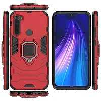 GEHLOT ; OneStep Towards Online Panther Kickstand PC+TPU Car Magnetic Ring Holder 360 deg; Degree Stand Four Corner Shockproof Defender Bumper Hard Back Case Cover for Xiaomi Redmi Note 8T - Red-thumb2